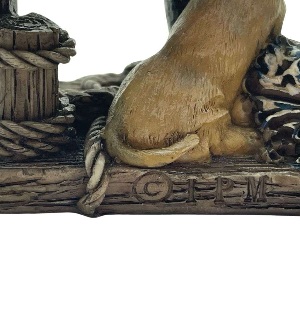 2 Piece Vintage Polystone Resin Pirate with Dog & Cowboy Figurines Set - 14cm - IPM & Unmarked