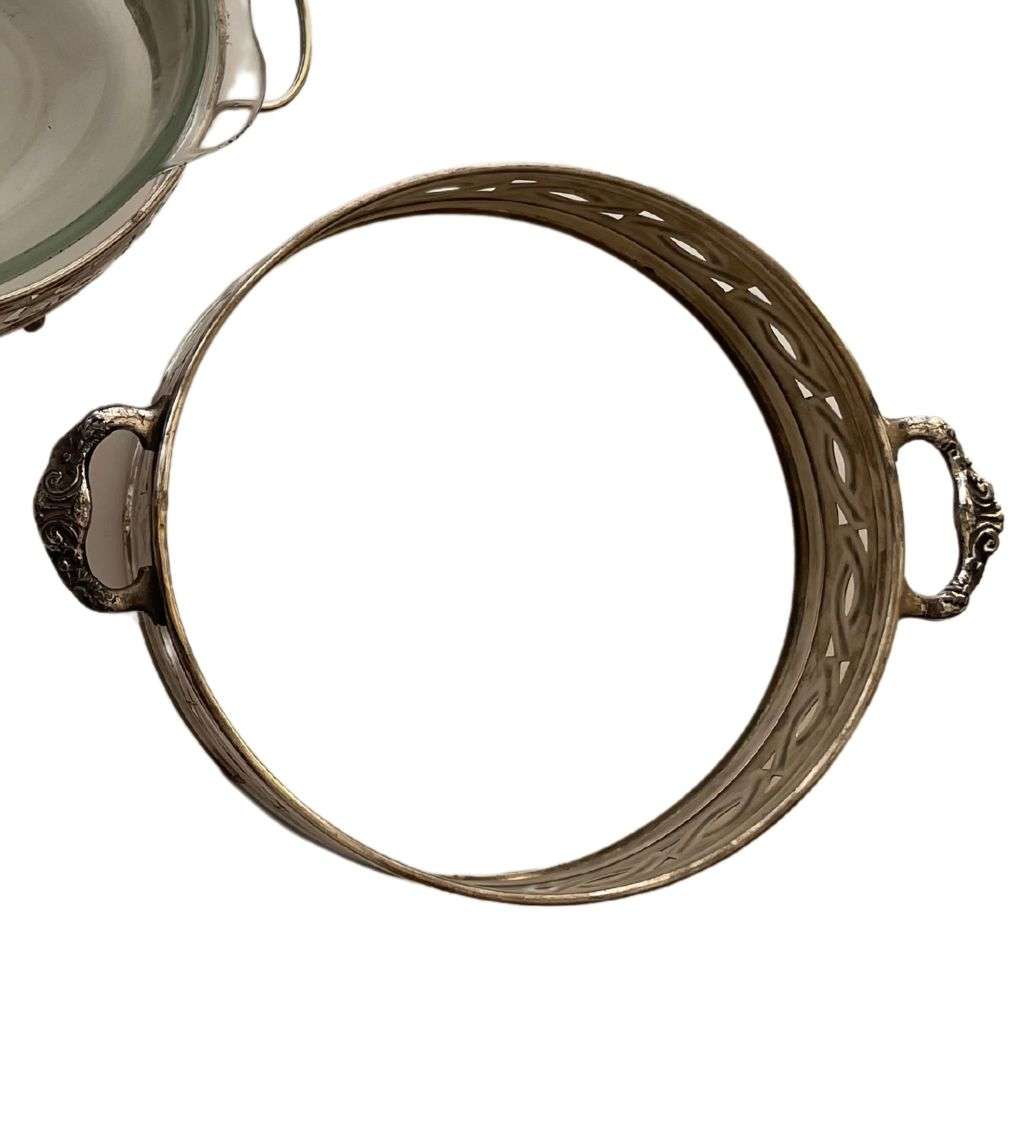 3-Piece Vintage Silver Plated Serving Bowl Holders Set - Elegant Tableware Collection