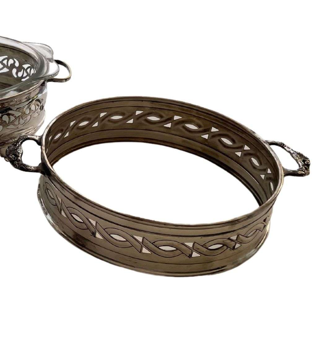 3-Piece Vintage Silver Plated Serving Bowl Holders Set - Elegant Tableware Collection