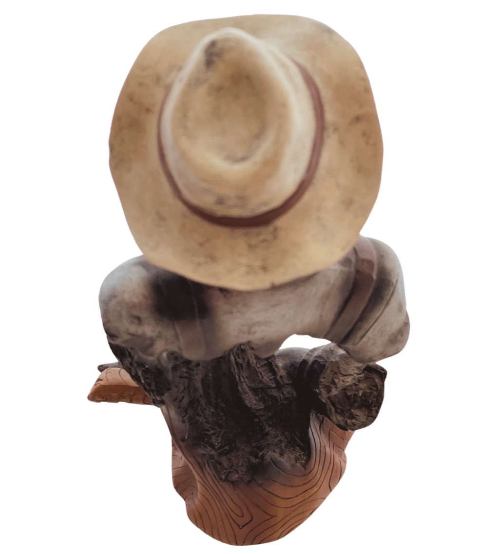 Vintage 1980`s Resin Jazzman Musician Playing Piano Figure with Carved Wood Detail