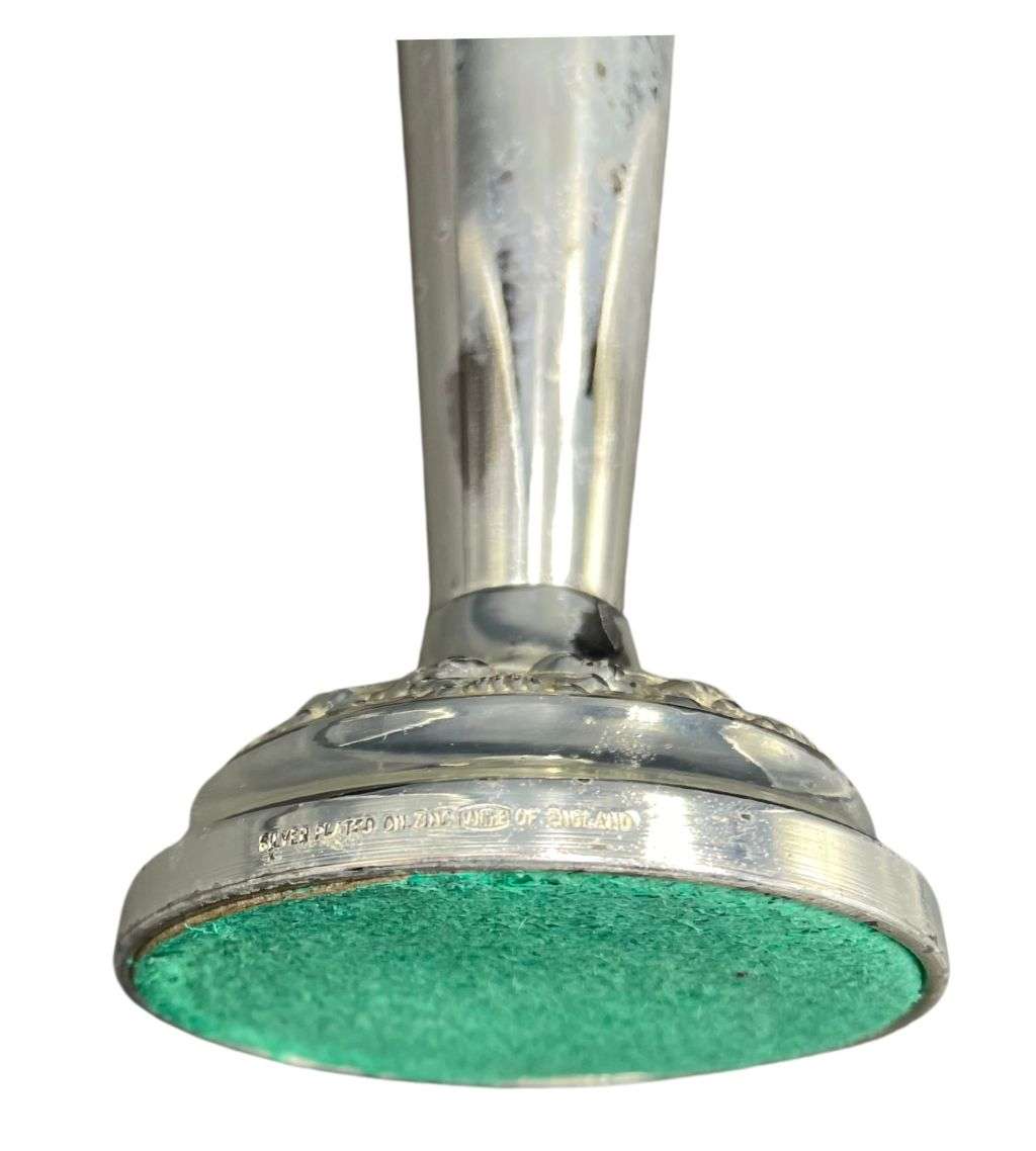 Ianthe Silver Plated Candelabra & Flower Vase Set - Ornate English Elegance 60`s-1970s