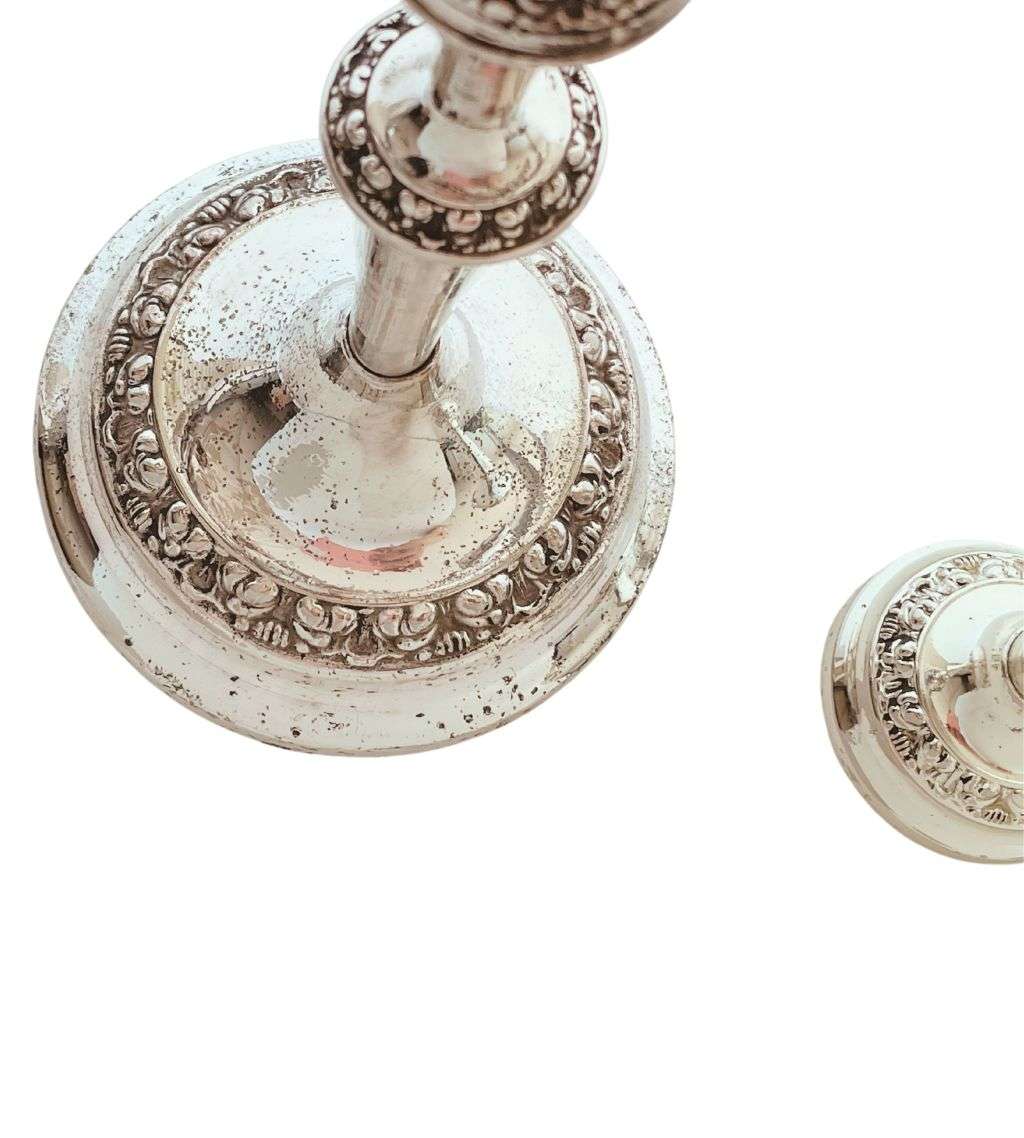 Ianthe Silver Plated Candelabra & Flower Vase Set - Ornate English Elegance 60`s-1970s