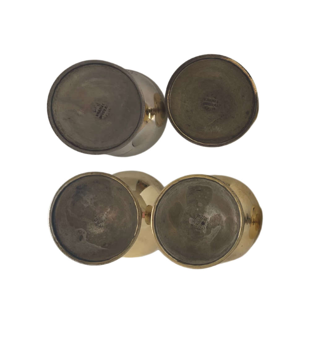 4-Piece Grapevine Stem Spanish Silverplated Wine Goblets - URANI DRFEBRES SPAIN 1931 SP, 10.5cm