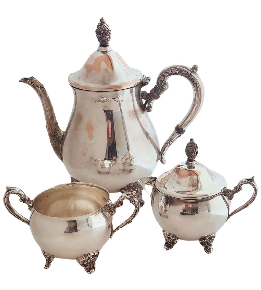 Vintage 1970s Emess Silver-Plated Balmoral Cutlery Pattern Coffee and Tea Pot Set - 4 Pieces