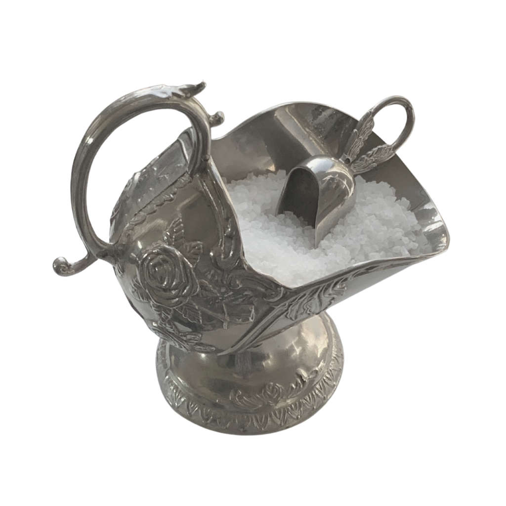 Vintage Ornate Sugar Scuttle Bowl with Hanging Scoop