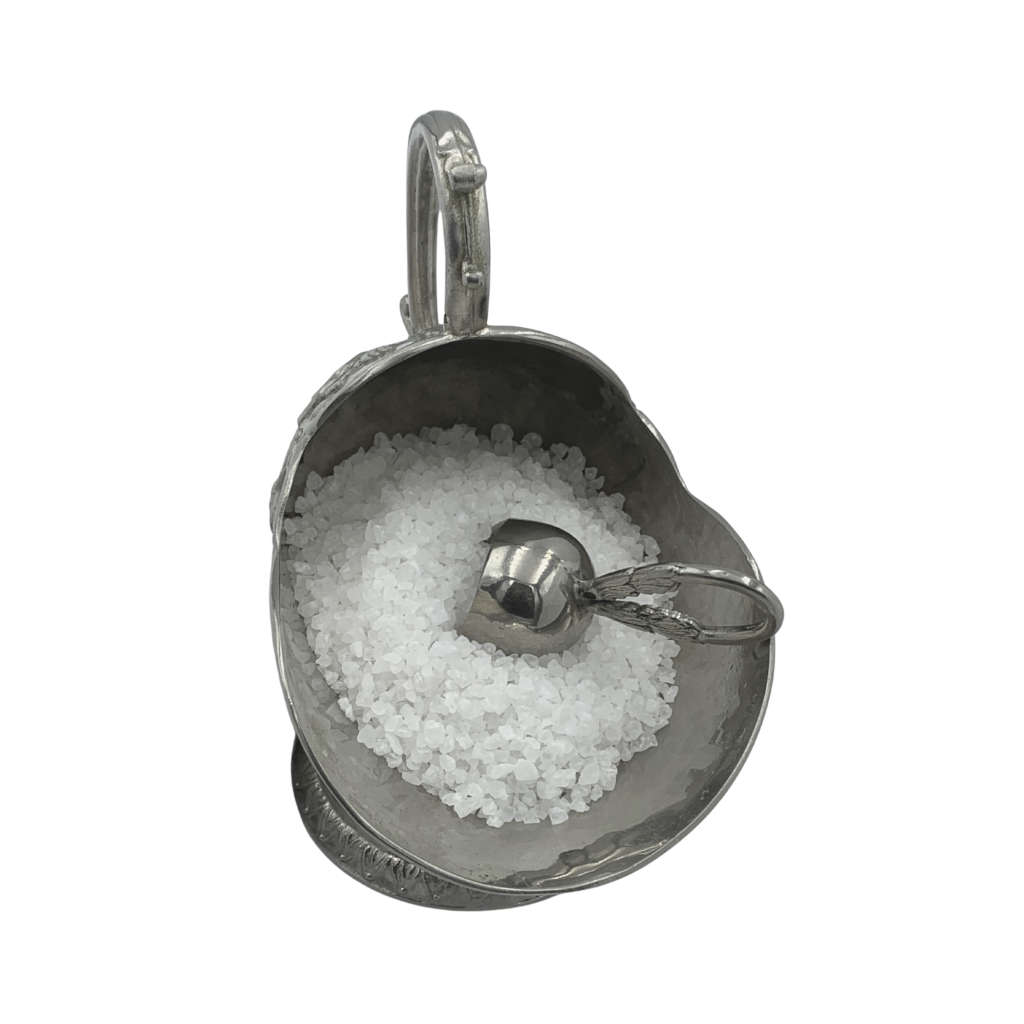 Vintage Ornate Sugar Scuttle Bowl with Hanging Scoop