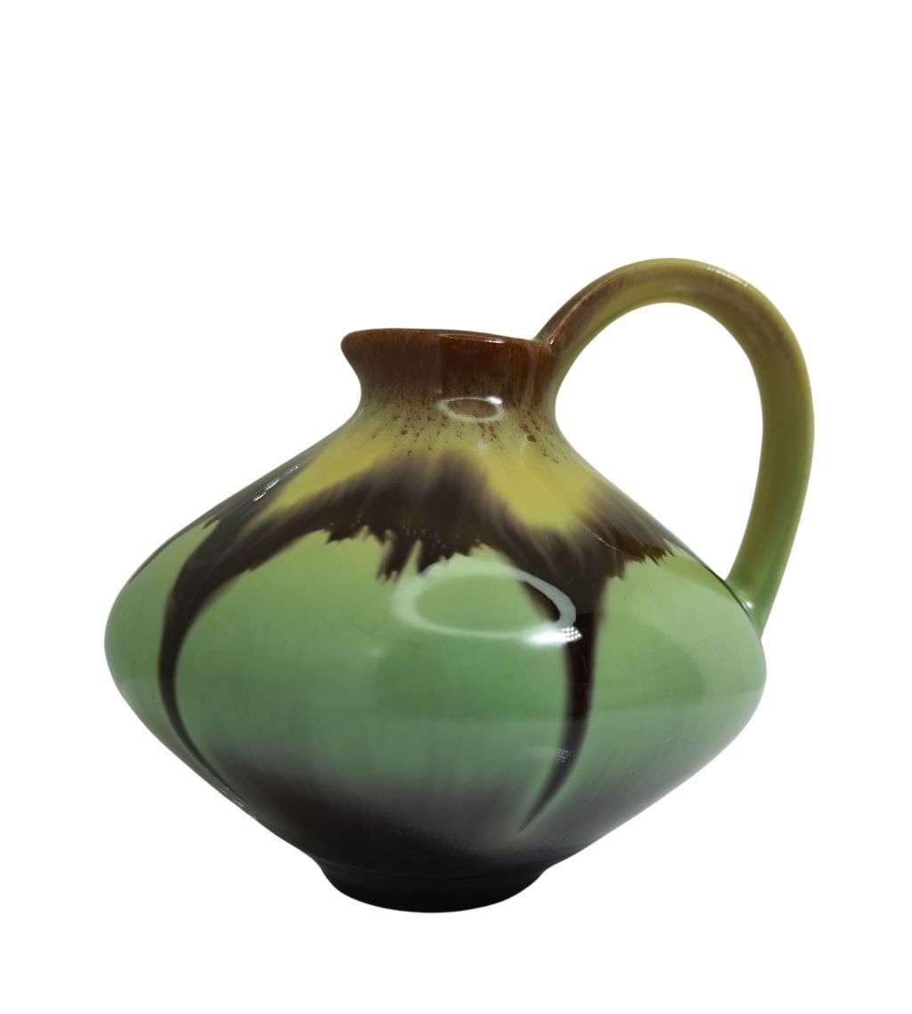 Yellow Brown Celadon Drip Ü-Keramik Mini Jug/Pitcher - West German Pottery