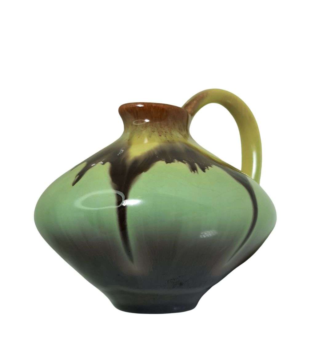 Yellow Brown Celadon Drip Ü-Keramik Mini Jug/Pitcher - West German Pottery