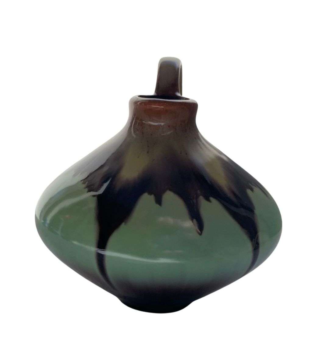 Yellow Brown Celadon Drip Ü-Keramik Mini Jug/Pitcher - West German Pottery