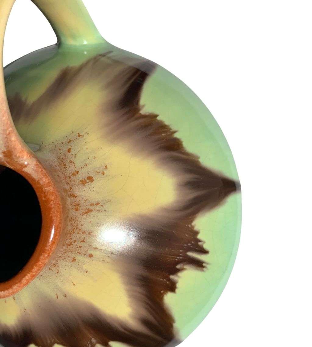 Yellow Brown Celadon Drip Ü-Keramik Mini Jug/Pitcher - West German Pottery