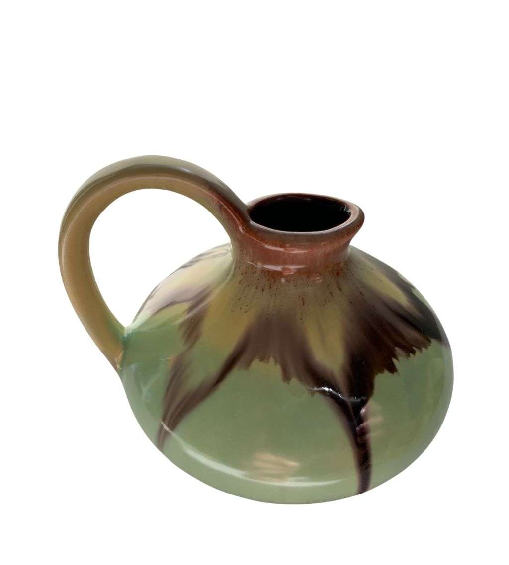 Yellow Brown Celadon Drip Ü-Keramik Mini Jug/Pitcher - West German Pottery