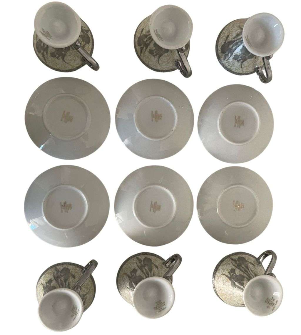 Reduced! -12-Piece Vintage Yamasen Gold Collection Espresso Cups and Saucers - Fine Porcelain, 24K