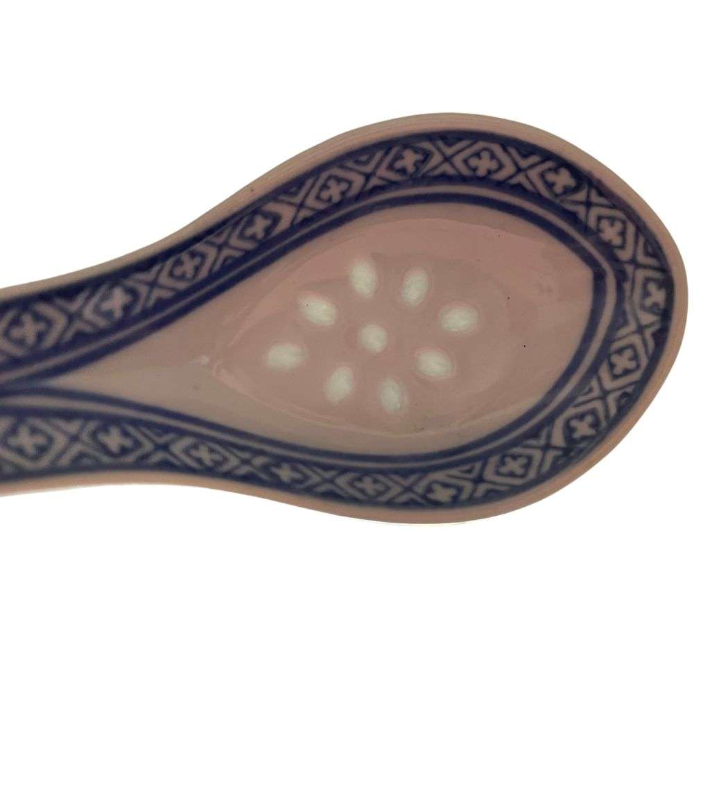 8-Piece Vintage Chinese Porcelain Set - Blue Dragon Motif Spoons & Small Oval Platter