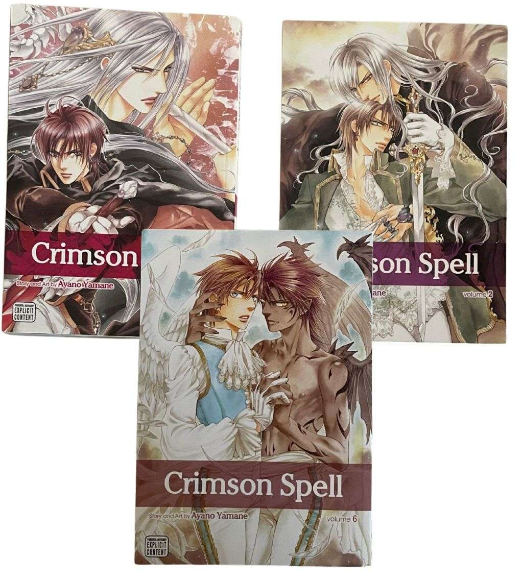 Set of 3 The Crimson Spell Manga Books (Vol. 1, 2, & 6) by Ayano Yamane - Explicate Content
