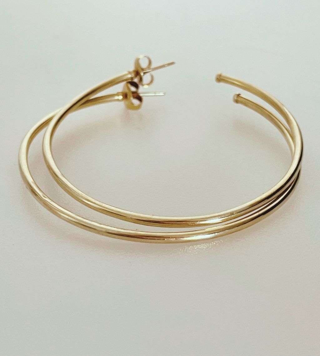 Reduced - Genuine 9ct Yellow Gold C Hoop Earrings - 5.5cm Large Hoops