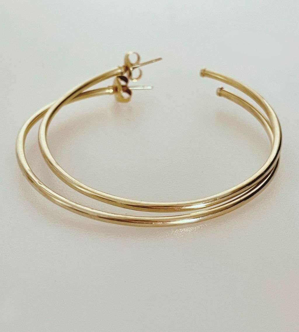 Reduced - Genuine 9ct Yellow Gold C Hoop Earrings - 5.5cm Large Hoops