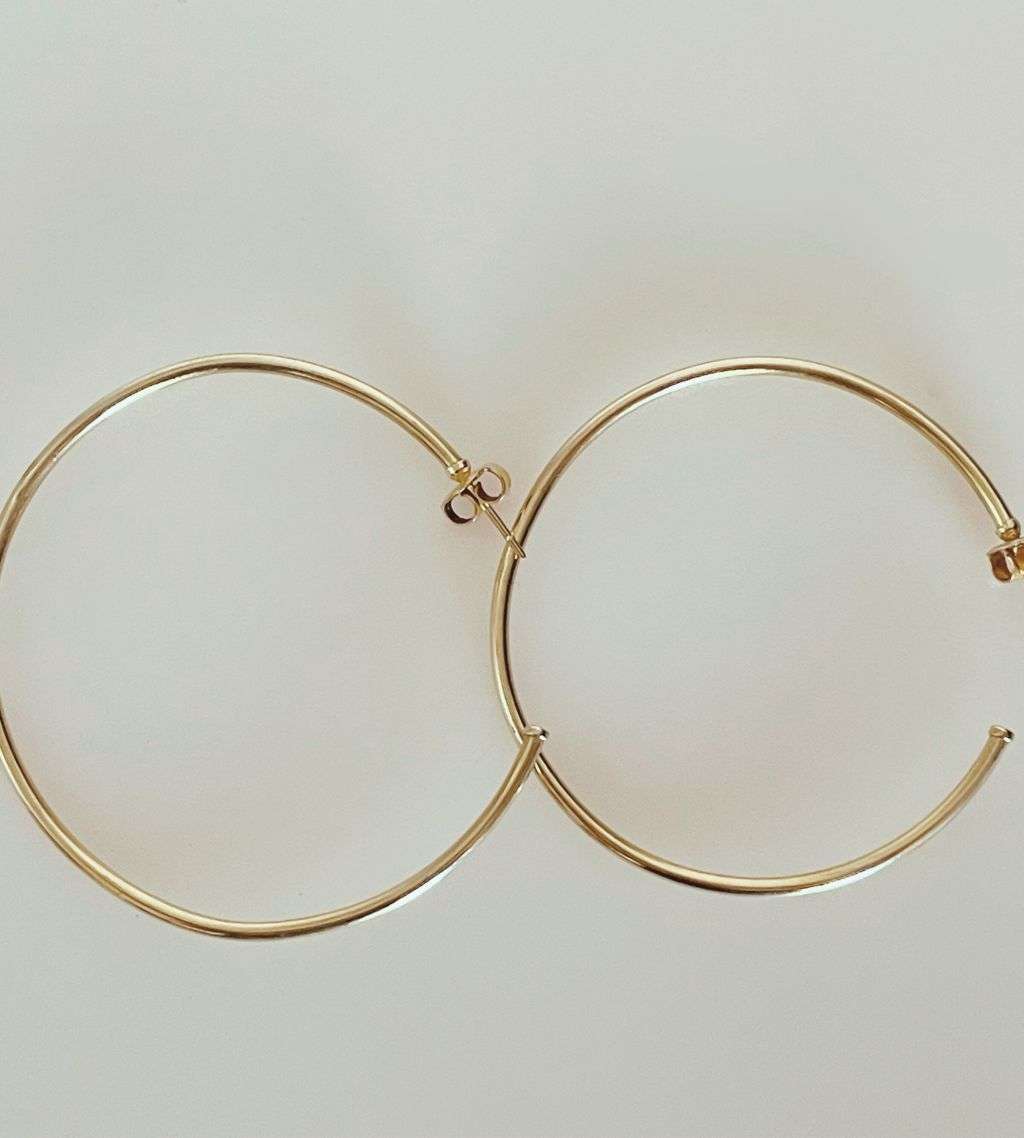Reduced - Genuine 9ct Yellow Gold C Hoop Earrings - 5.5cm Large Hoops