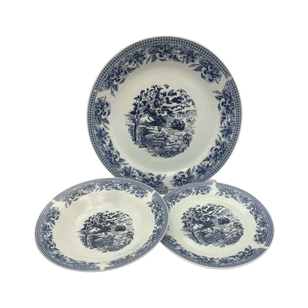 Replica Royal Collection 12-Piece Porcelain Dinner Plate Set - White & Blue