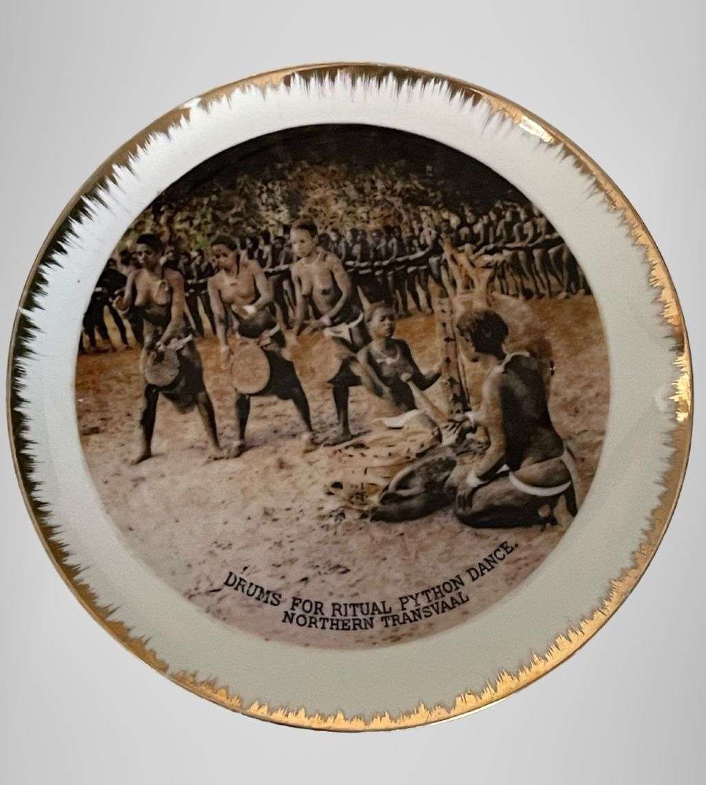 Traditional Royal Vermont Hand-Decorated Porcelain Plate - Ritual Python Dance, 20.3cm