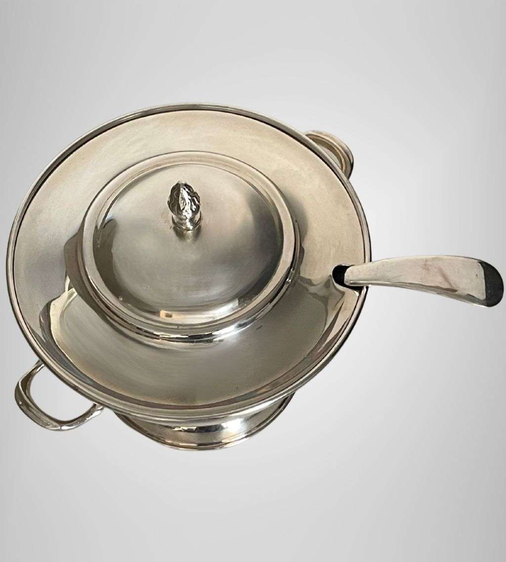 Large 24cm Seranco Silver Plate Soup Tureen & Ladle with Lid - Exquisite