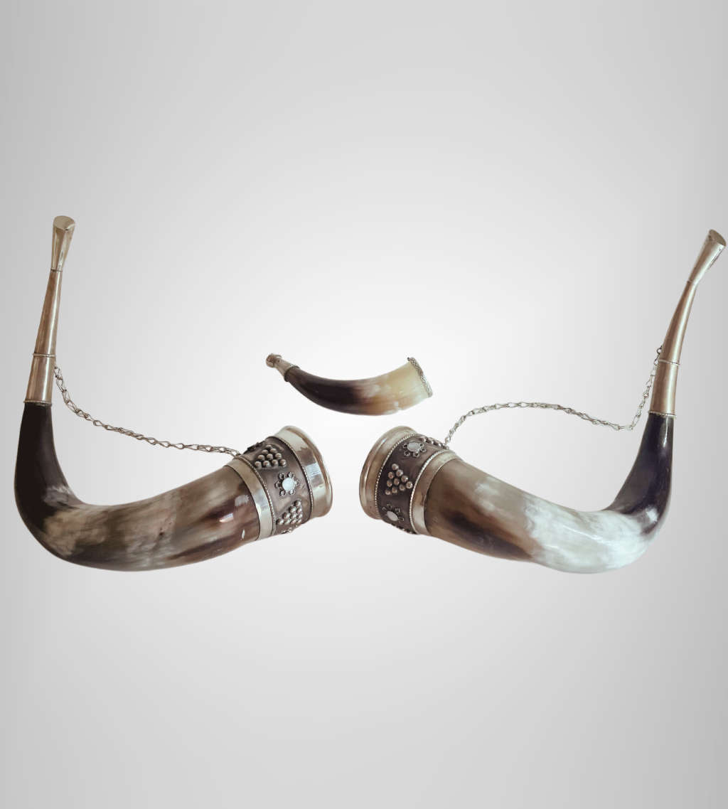 Set of 3 Antique Viking Style Drinking Horns