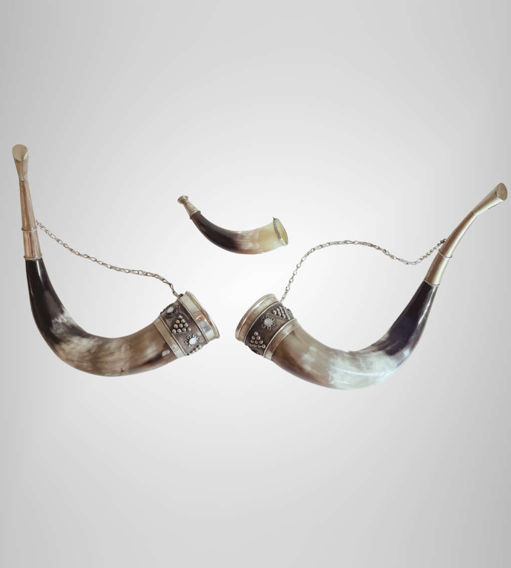Set of 3 Antique Viking Style Drinking Horns