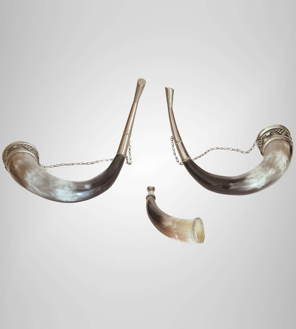 Set of 3 Antique Viking Style Drinking Horns