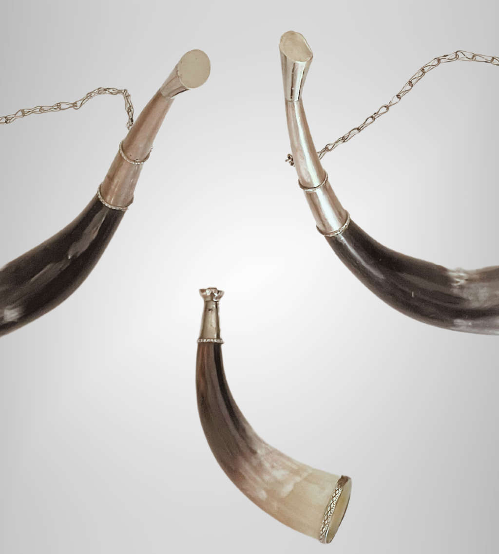 Set of 3 Antique Viking Style Drinking Horns