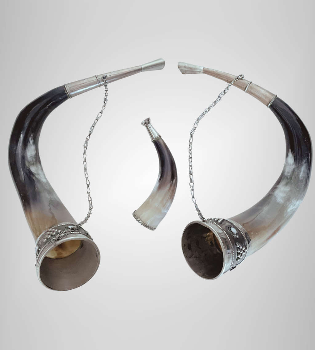 Set of 3 Antique Viking Style Drinking Horns