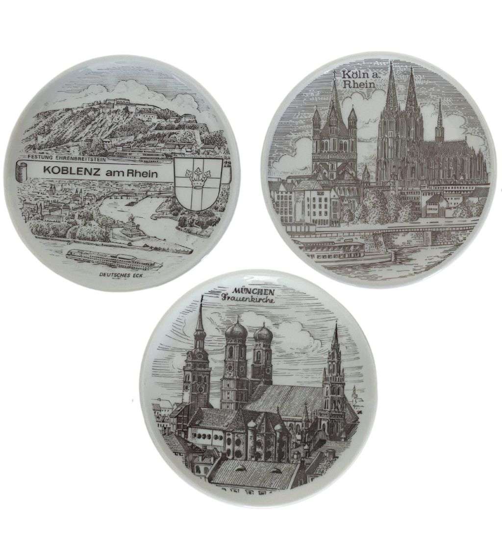 Vintage 3-Piece Collectible Coaster Plates - Made in Germany - Rhineland & Bavaria Decor 10cm