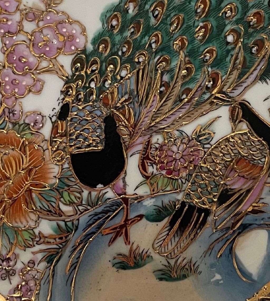 Reduced! Zhongguo Zhi Zao China Made Porcelain Plate with Peacocks and Floral Design, 16.5cm