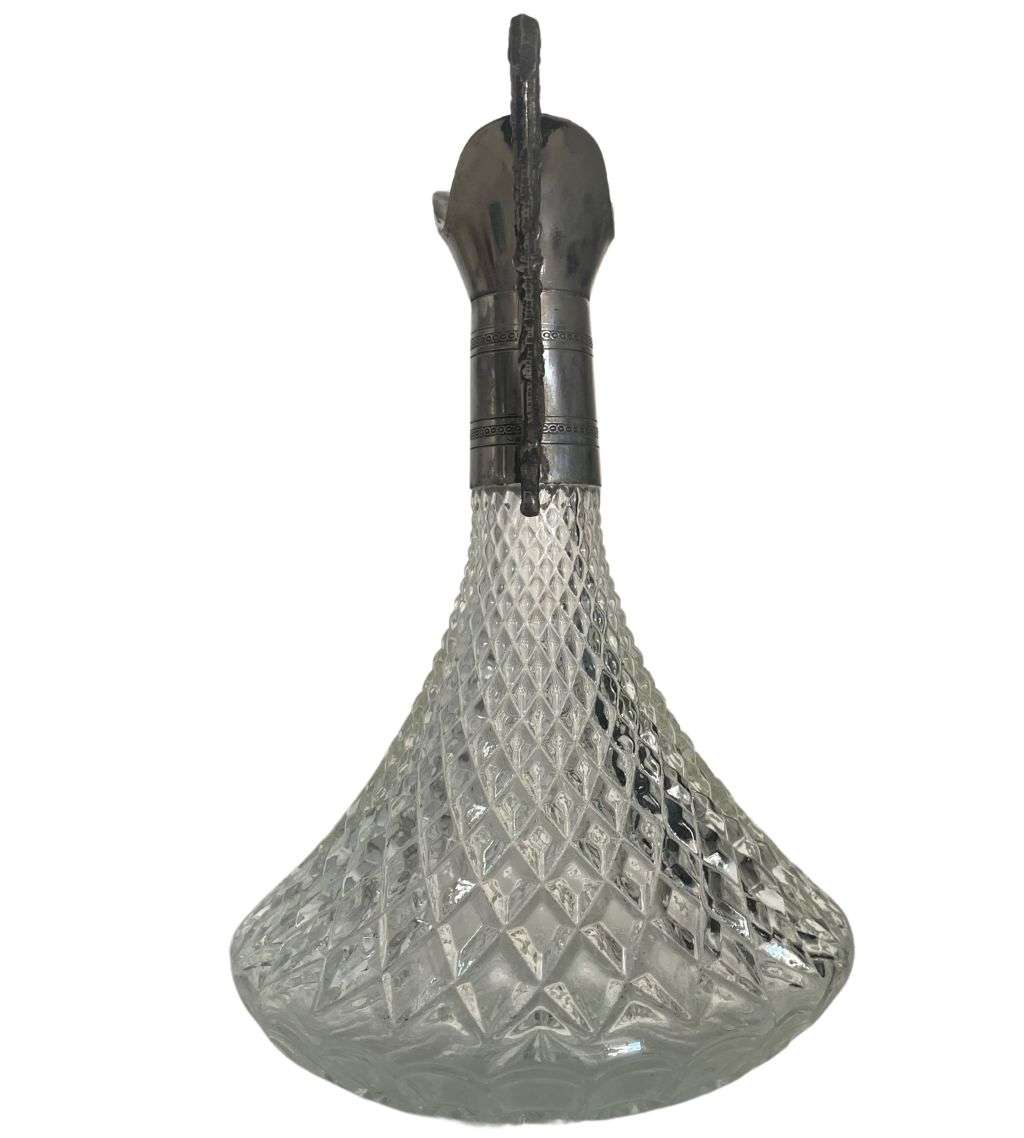 Vintage Mid 20th Century Glass Sherry Decanter with silverplated top