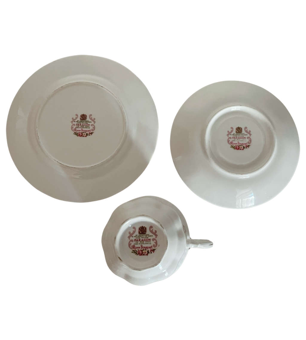 Vintage Paragon Rose Bouquet Teacup Trio - Fine Bone China, Royal Warrant