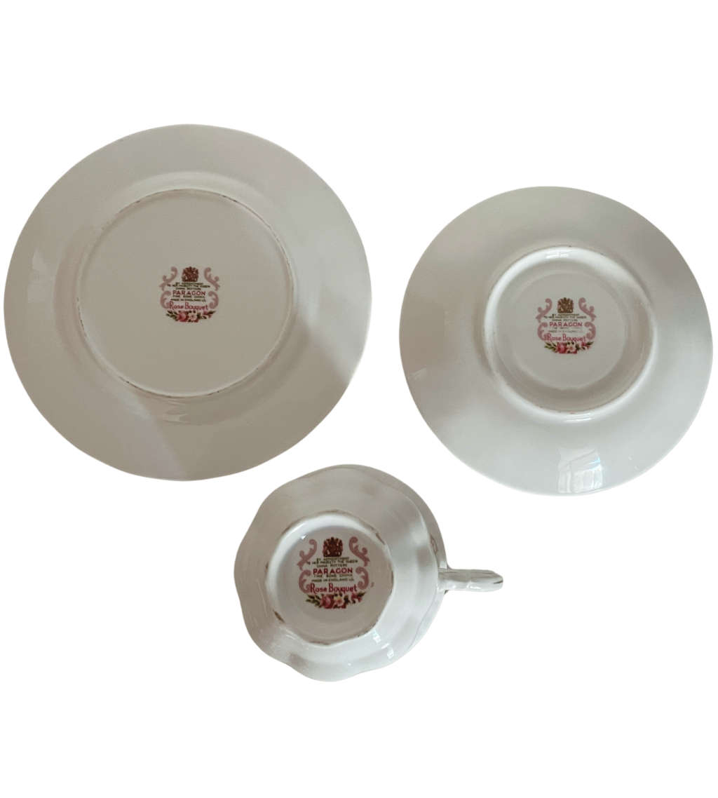 Vintage Paragon Rose Bouquet Teacup Trio - Fine Bone China, Royal Warrant