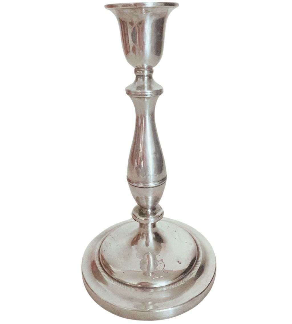 Reduced! Antique 3 Arm Colonial Silver Plated Candelabra with Axe Mark - Wilbraham Family Crest