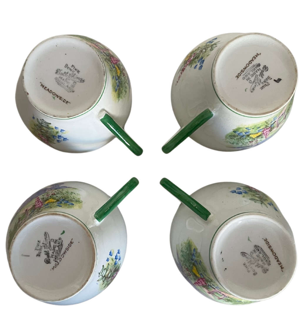 19-Piece Bell China Fine Bone China Set (1936-1966)  Meadowside Pattern, Floral Decorations & Green