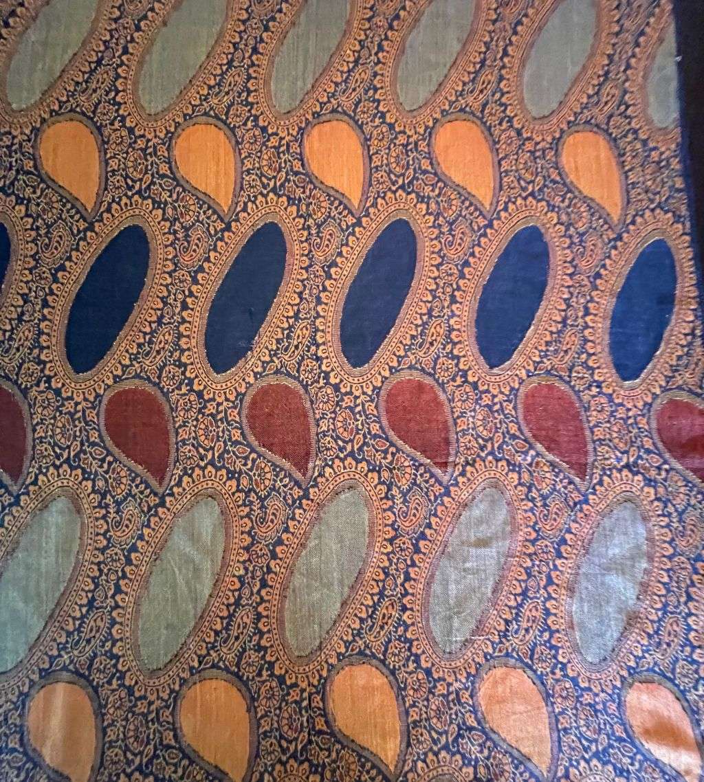 Vintage Luxury Super Soft Cashmere Pashmina Women's Shawl  Navy Blue and Burnt Orange