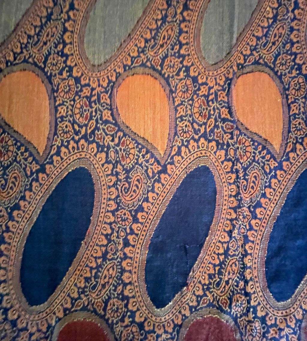 Vintage Luxury Super Soft Cashmere Pashmina Women's Shawl  Navy Blue and Burnt Orange