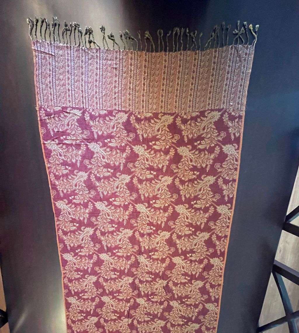 Vintage Luxury Super Soft Cashmere Pashmina Women's Shawl  Tan Beech and Maroon Silk Mix with Fring