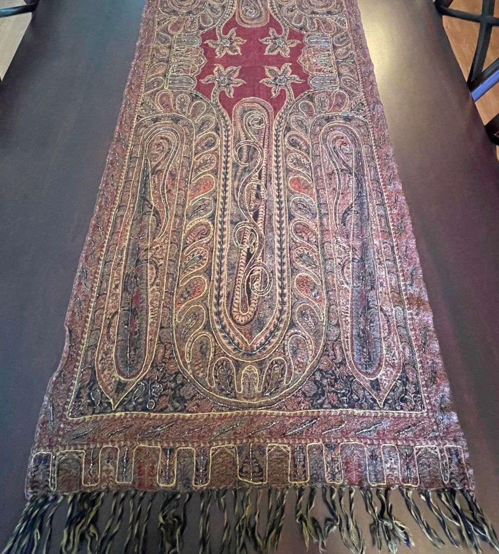 Hand Embroidered Paisley Shawl