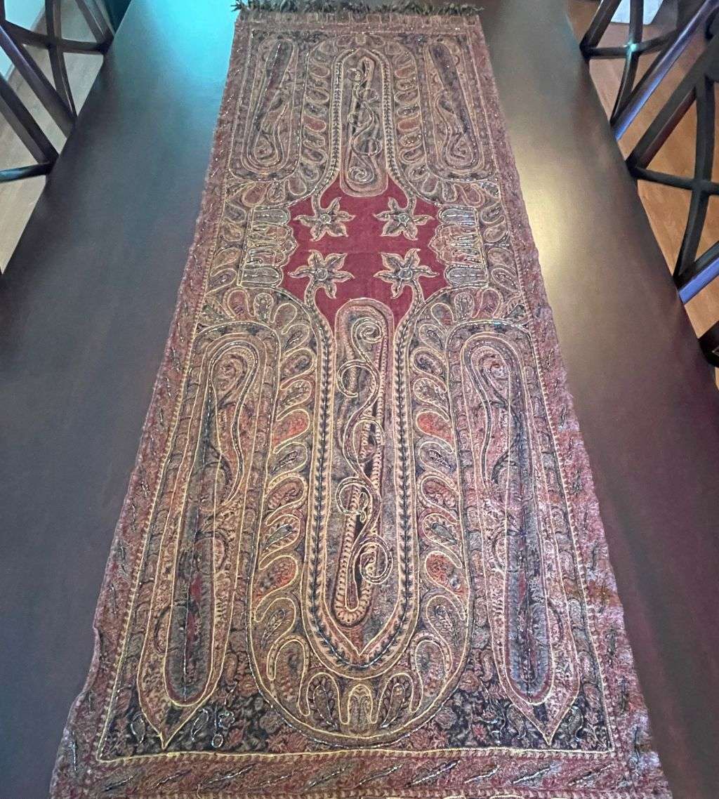 Hand Embroidered Paisley Shawl