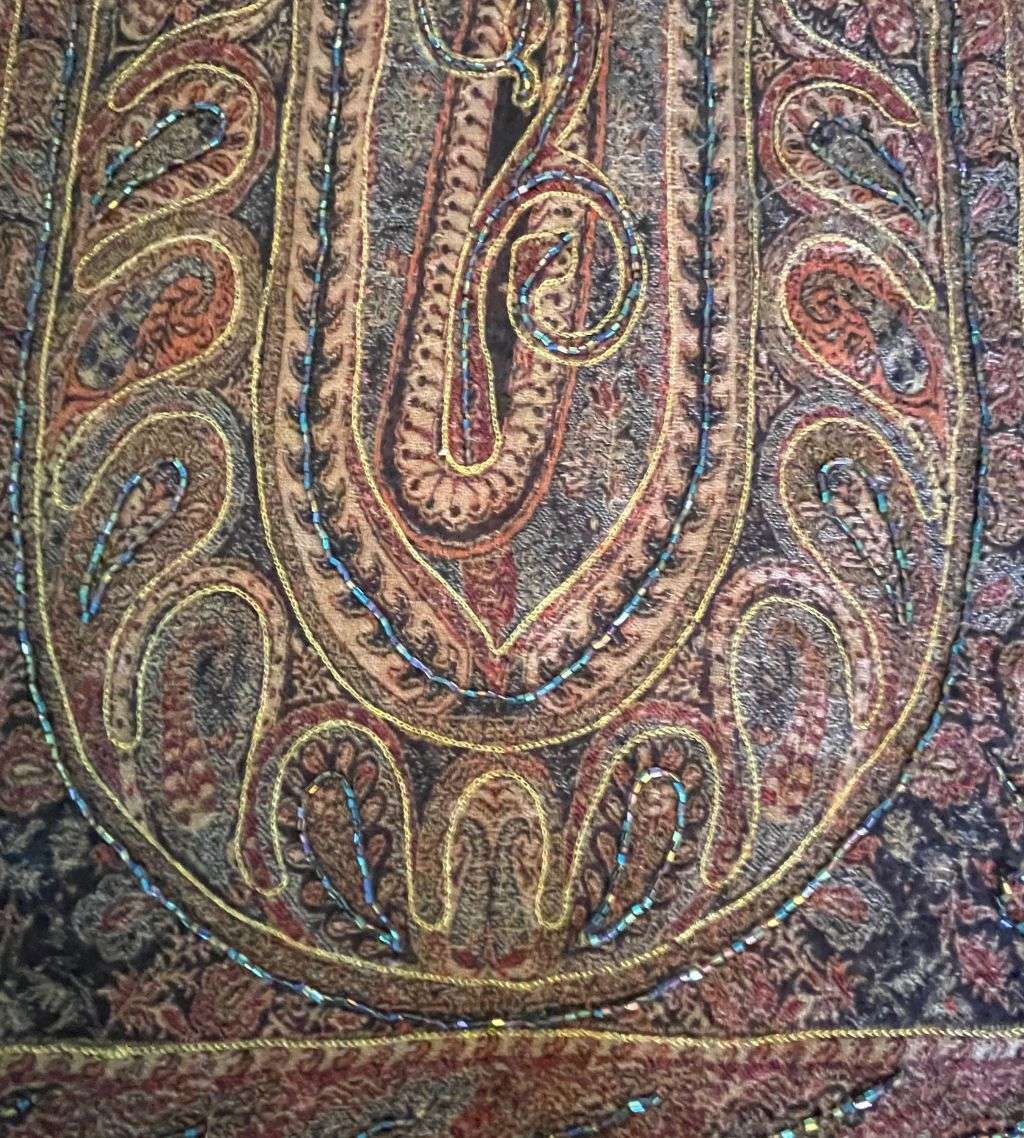 Hand Embroidered Paisley Shawl