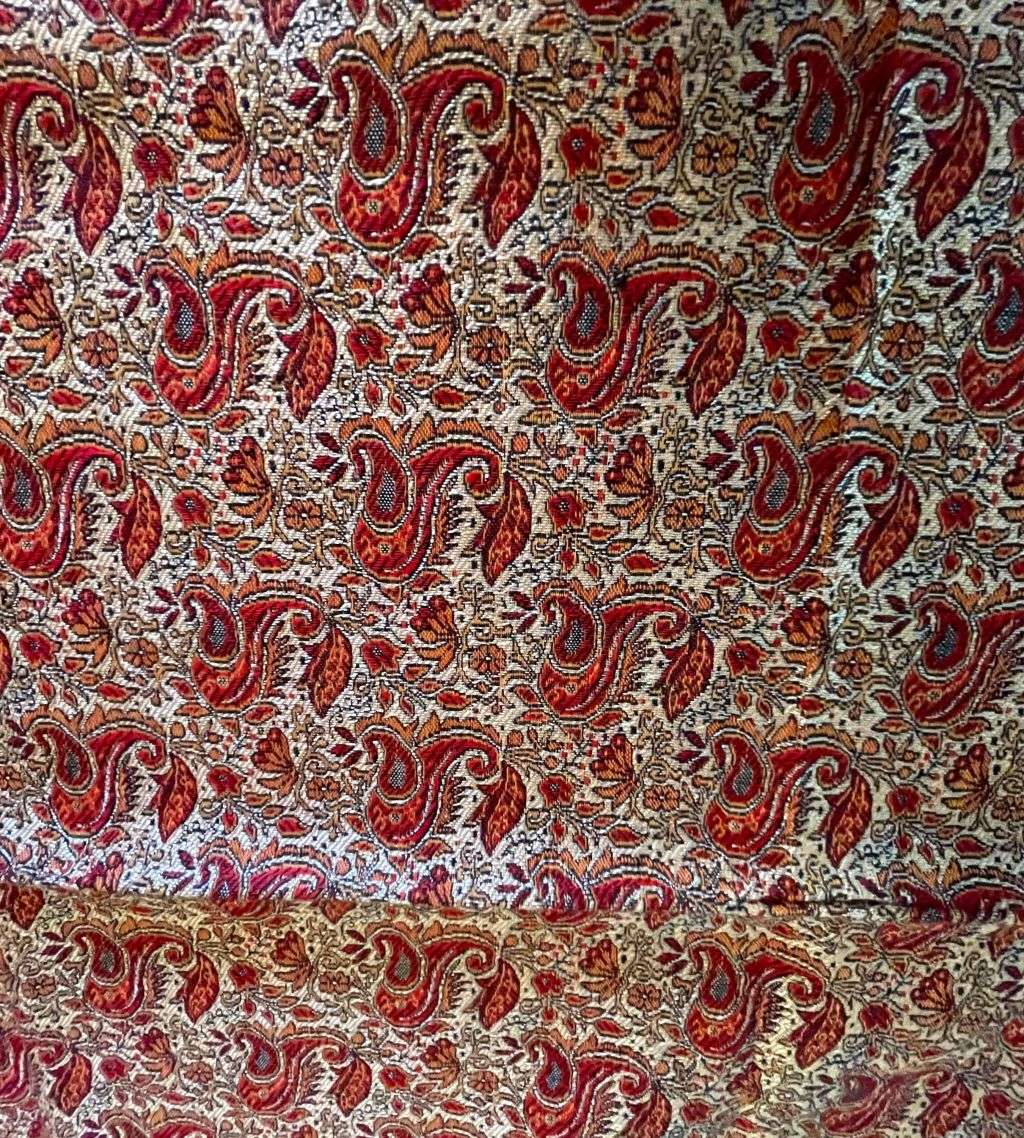 Traditional Iranian Woven Cotton and Silk with Paisley Fish Motif  Reversible, 100cm x 98cm-