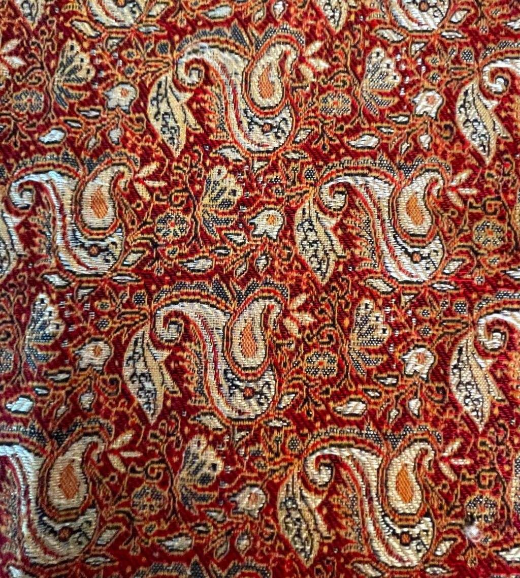 Traditional Iranian Woven Cotton and Silk with Paisley Fish Motif  Reversible, 100cm x 98cm-