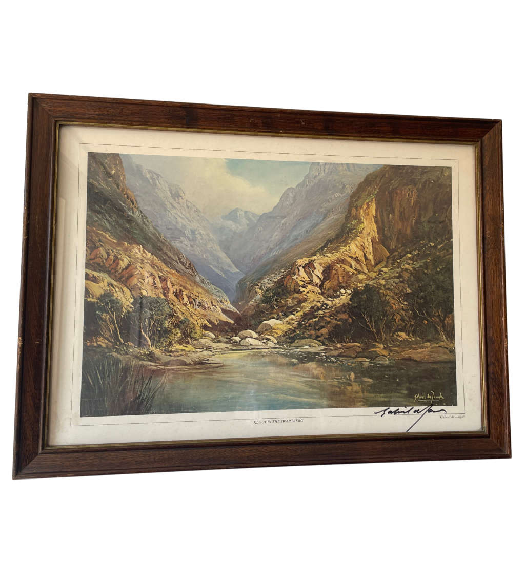 Reduced! Gabriel de Jongh Signed Print 'Kloof in the Swartberg' 39x54.5cm - Framed Behind Glass
