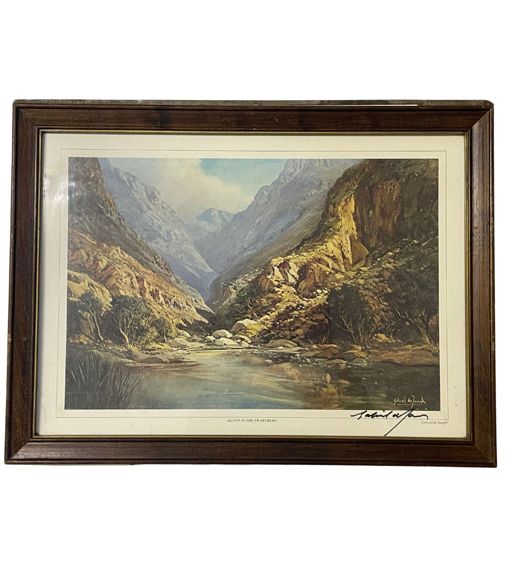 Reduced! Gabriel de Jongh Signed Print 'Kloof in the Swartberg' 39x54.5cm - Framed Behind Glass