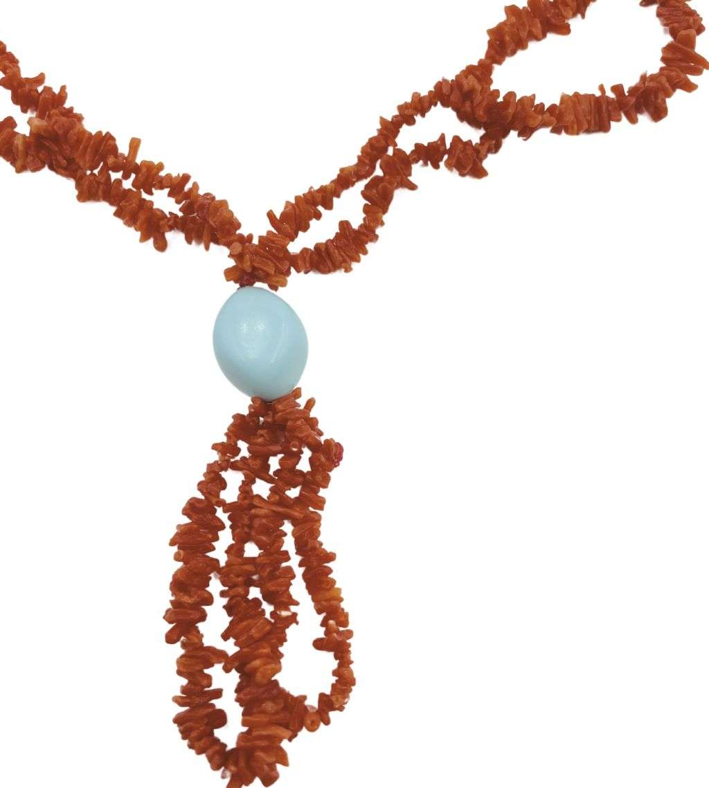 Reduced! Vintage 1970s Real Branch Coral Bracelet and Necklace Set with 925 Silver Clasp