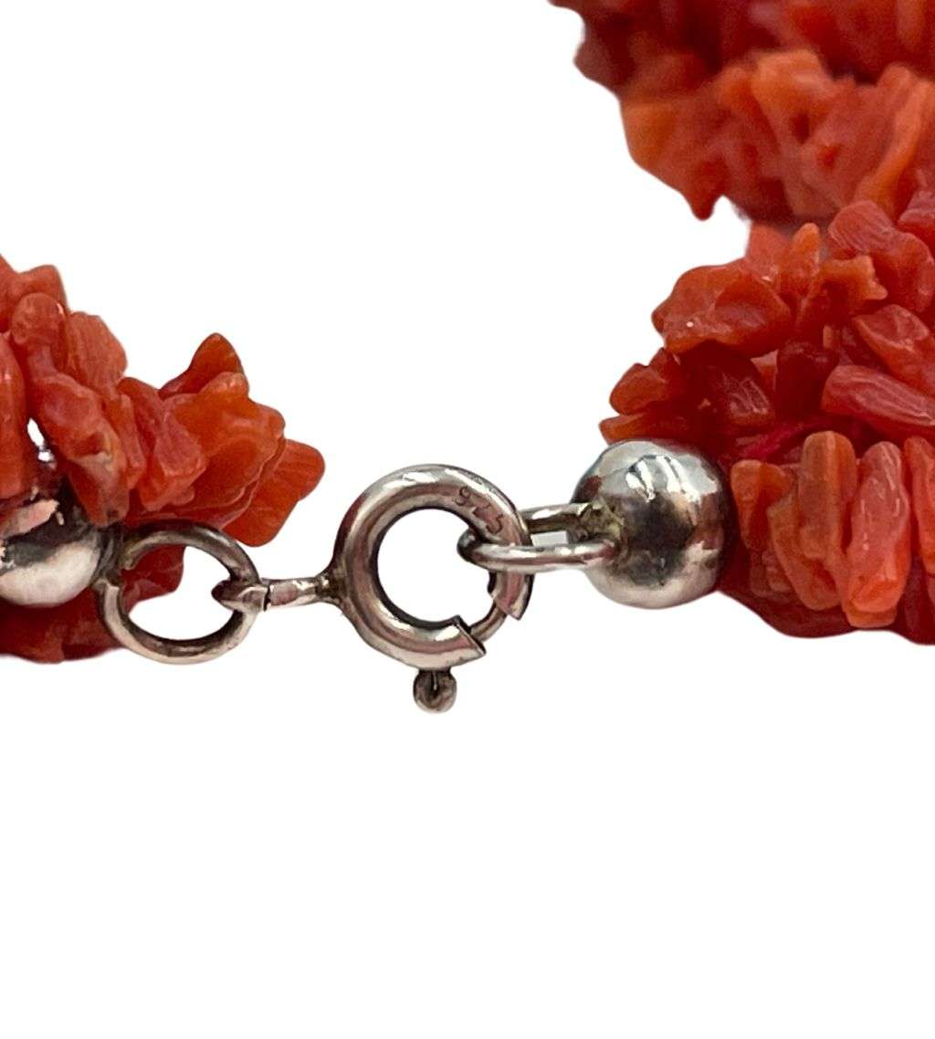 Reduced! Vintage 1970s Real Branch Coral Bracelet and Necklace Set with 925 Silver Clasp