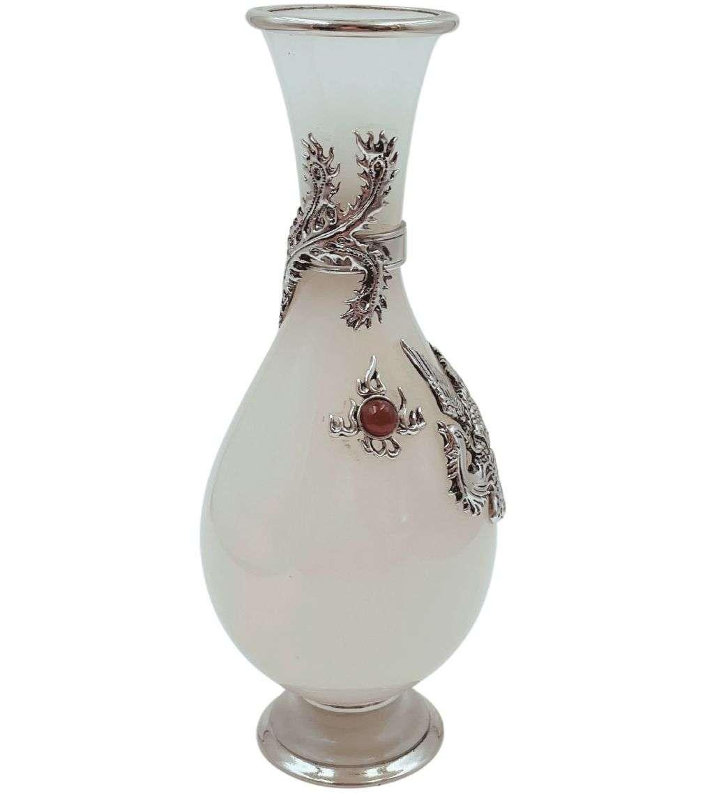 Exquisite Jade Vase - "Prosperity Brought by the Dragon and Phoenix" by Sunward Artware