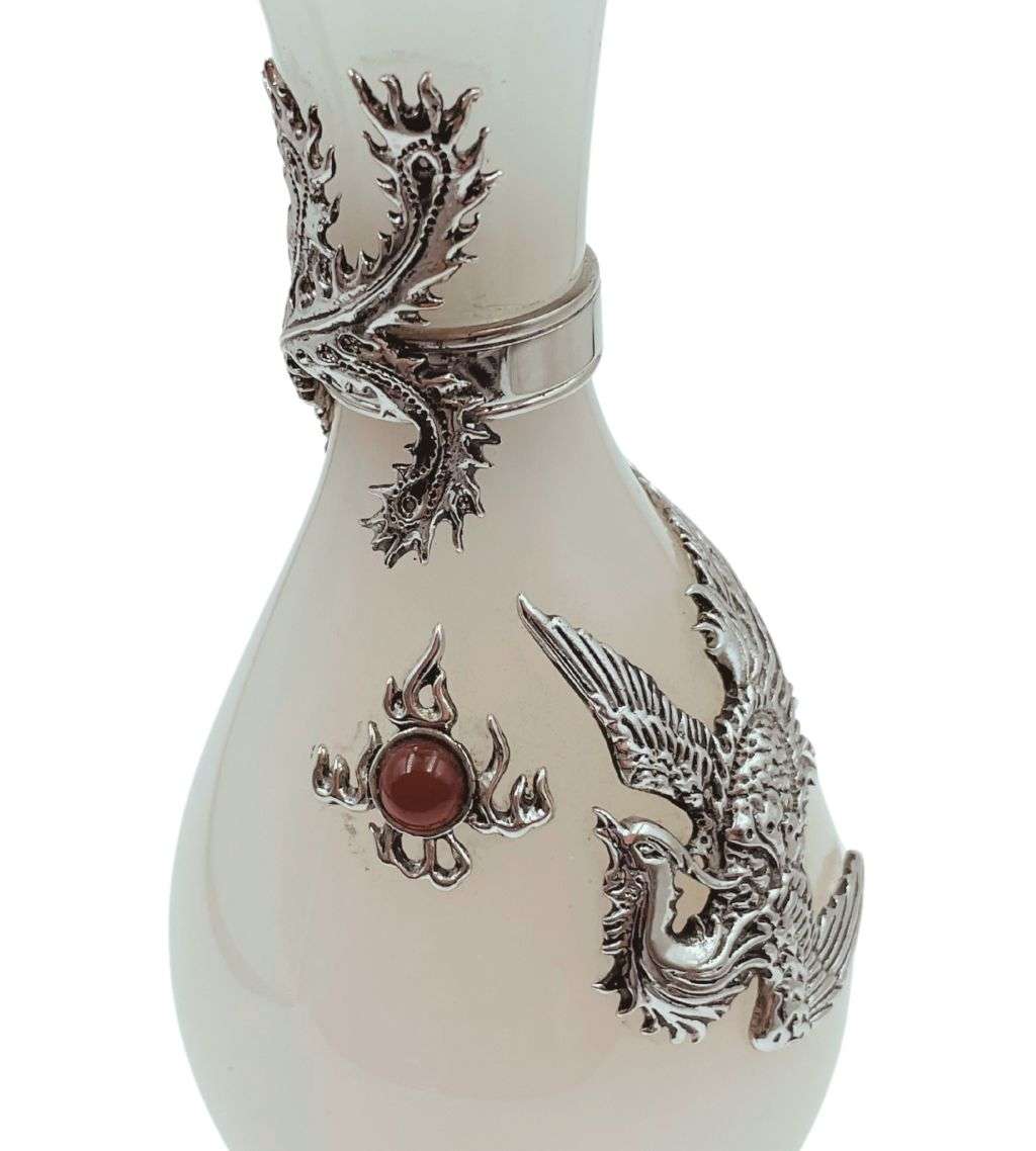 Exquisite Jade Vase - "Prosperity Brought by the Dragon and Phoenix" by Sunward Artware